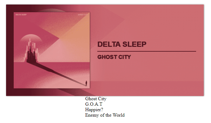 Demo of color-thief switching between different album covers with accompanying html elements that have matching palette